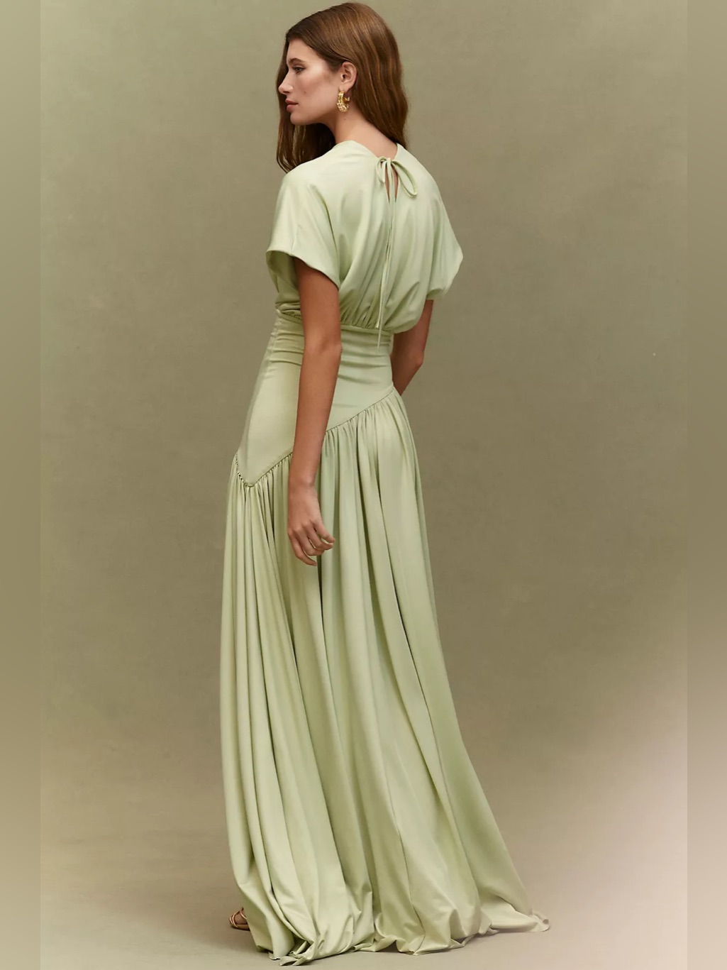 Delfi Collective Sade Asymmetric Maxi Dress Elegant Sage Green V-Neck — image 3 of 8